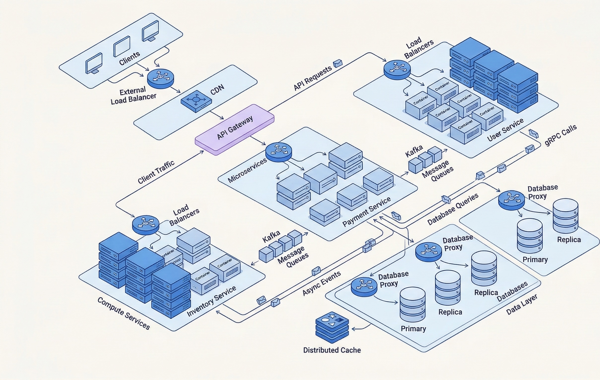 Infrastructure architecture with distributed services